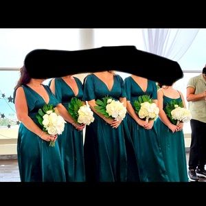 Galina Signature Satin Flutter-Sleeve Bridesmaid Dress